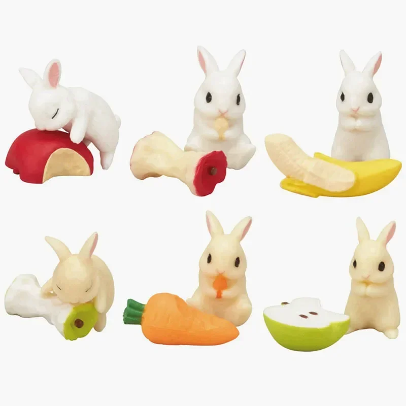 

TARLIN Kawaii Cute Gashapon Figure Anime Bunny Carrot Eating Fruit Banana Miniature Items Figurine Capsule Toy Boys Girls Gift