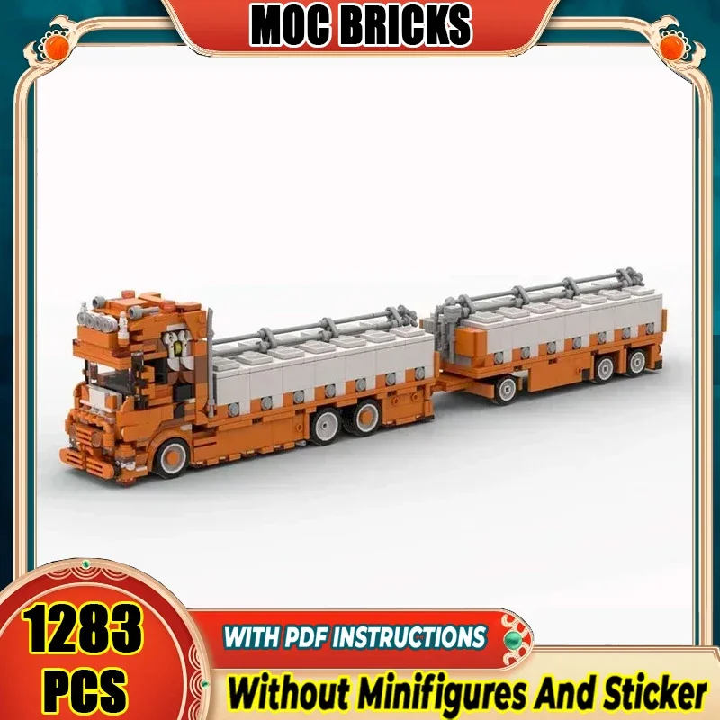 

Container Truck Model Moc Building Bricks Fish Transport Vehicle Technology Modular Blocks Gift Christmas Toys DIY Sets Assembly