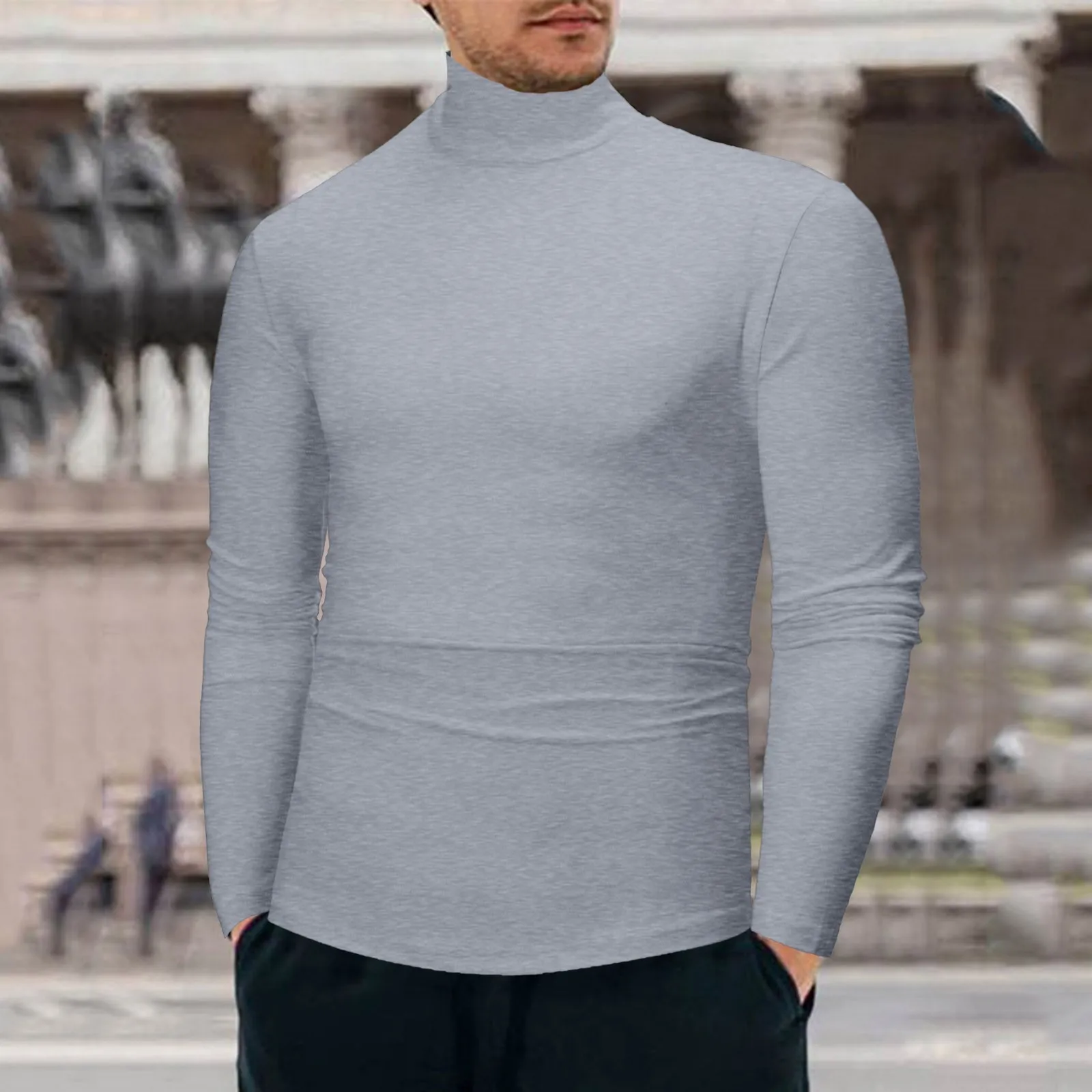 

Male Winter Warm Knitted Pullover Tops Fashion Thermal Underwear Men Basic Solid Color Pullover Long Sleeve Blouse For Men