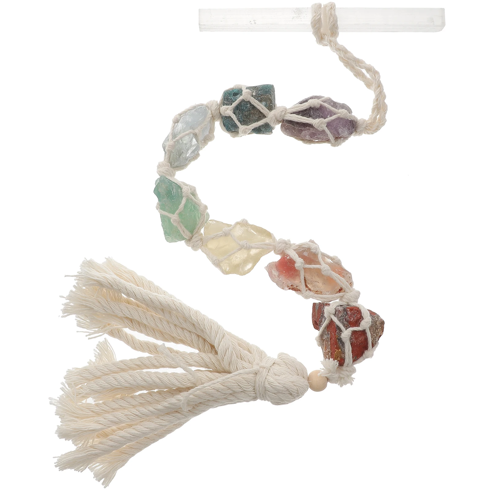 

7 Pieces Natural Stone Crystal Pendant Hanging Decor for Car Living Room Chakra Symbol Positive Gifts Bohemian