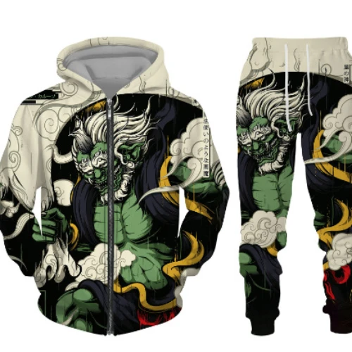 

3D Dragon Printed Zip Hoodie + Pants Suit Cool Men/Women 2 Pcs Sportwear Tracksuit Set Autumn and Winter Men's Clothing