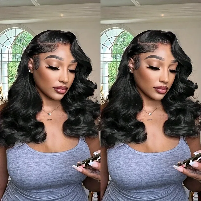 

20-дюймовые парики с волнистыми волосами и широким кружевным основанием, 200% плотность, из натуральных человеческих волос, 13x4, с предварительно выщипанной линией роста волос