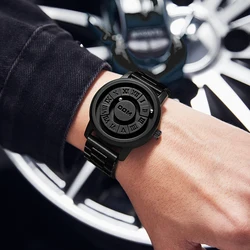 DOM Trend Concept-Reloj de moda para hombre, cronógrafo creativo con puntero de desplazamiento, fuerza magnética, resistente al agua, M-1345