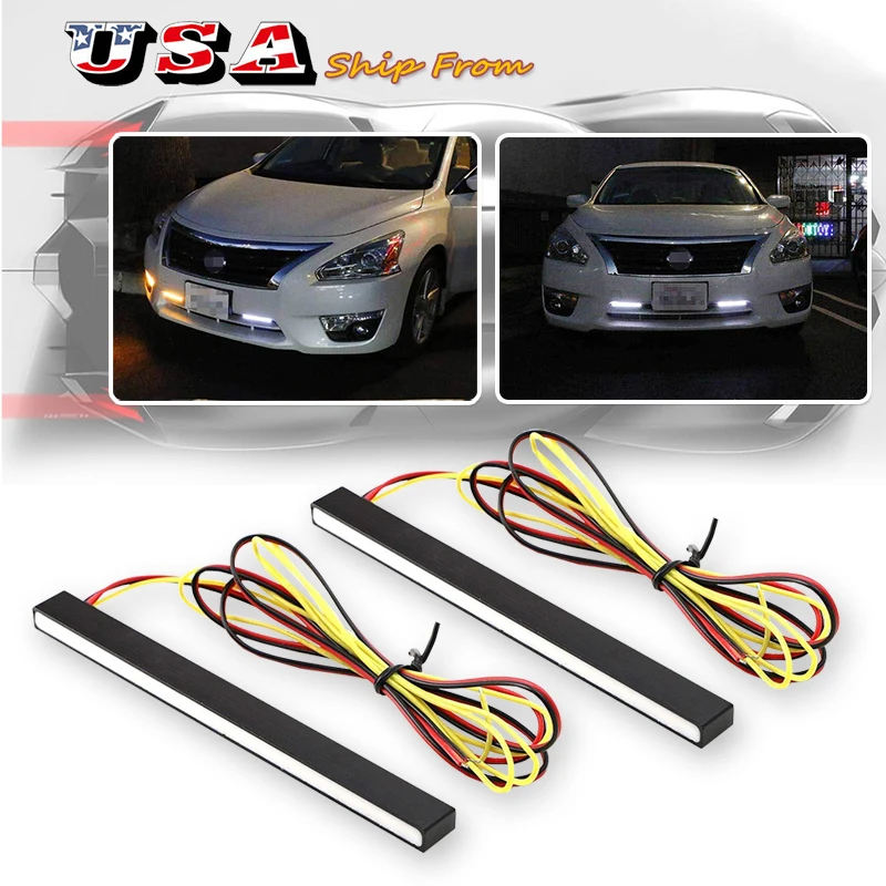 

2pcs Car Styling Heavy Duty Bumpe Sequential Blink Switchback LED White Daytime Running Light Amber Turn signal blinker