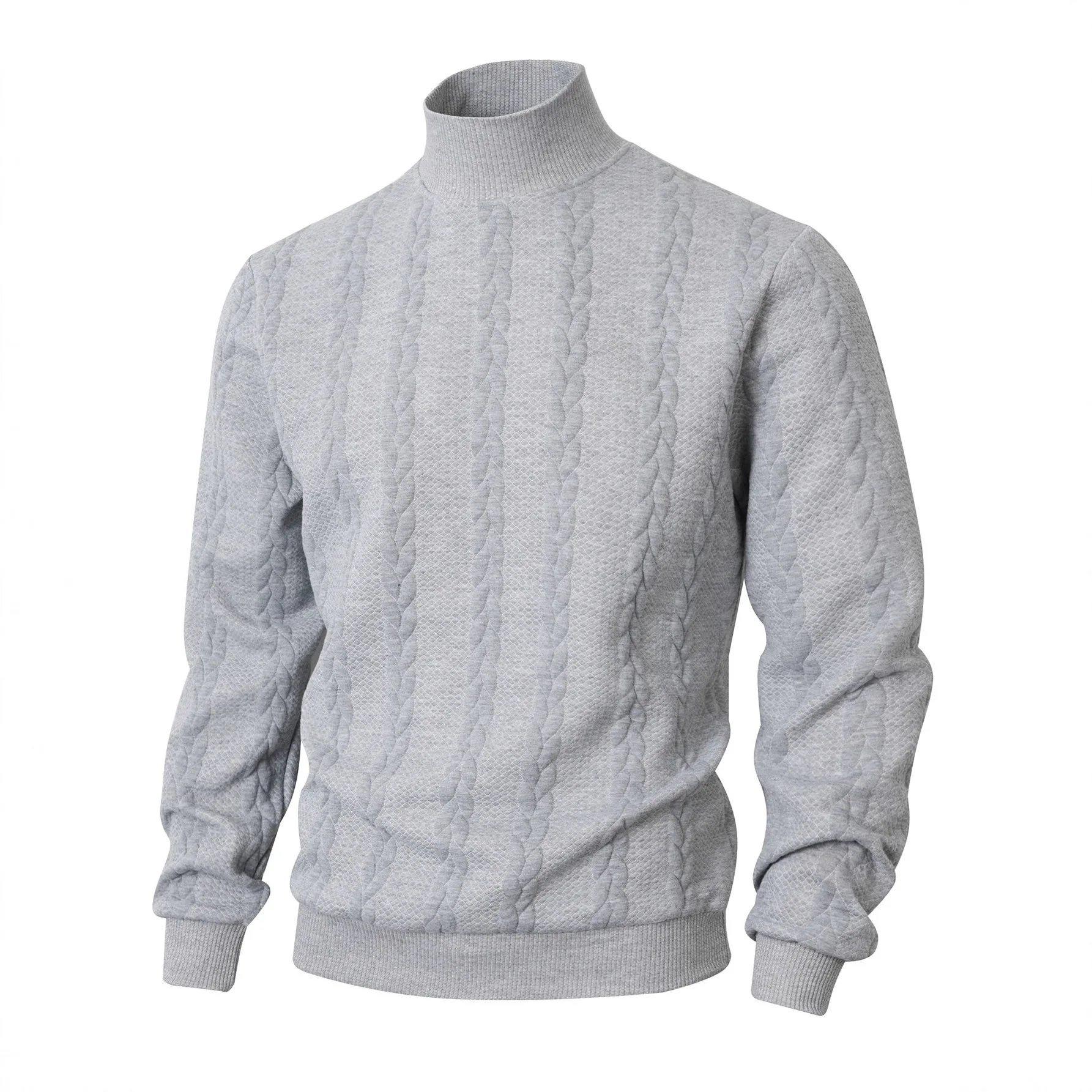 Autumn Winter New Fashion Men's Turtleneck Long Sleeve Solid Color Casual Trendy Simple Basic Knitted Pullover Sweatshirts Male
