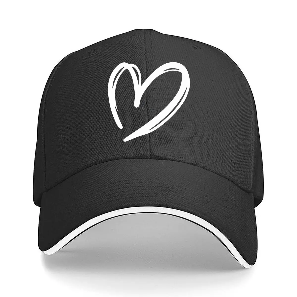 Minimal Outline Heart Sketch Abstract Love Sandwich Baseball Cap Outdoor Workouts Sun Hat