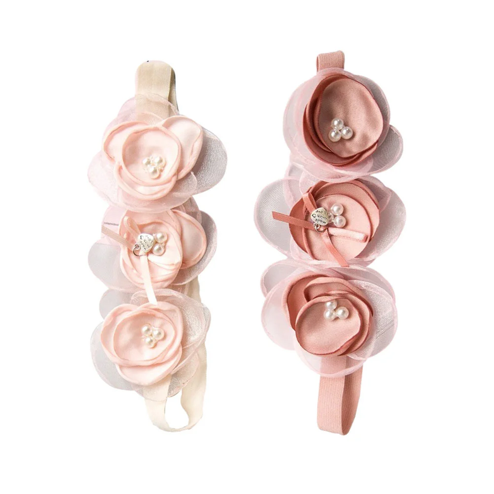 

2 шт., повязка на голову для маленьких девочек, цветочный дизайн, светло-розовый, темно-розовый, идеальные подарки для фотосъемки, детский душ, Хэллоуин, младенца