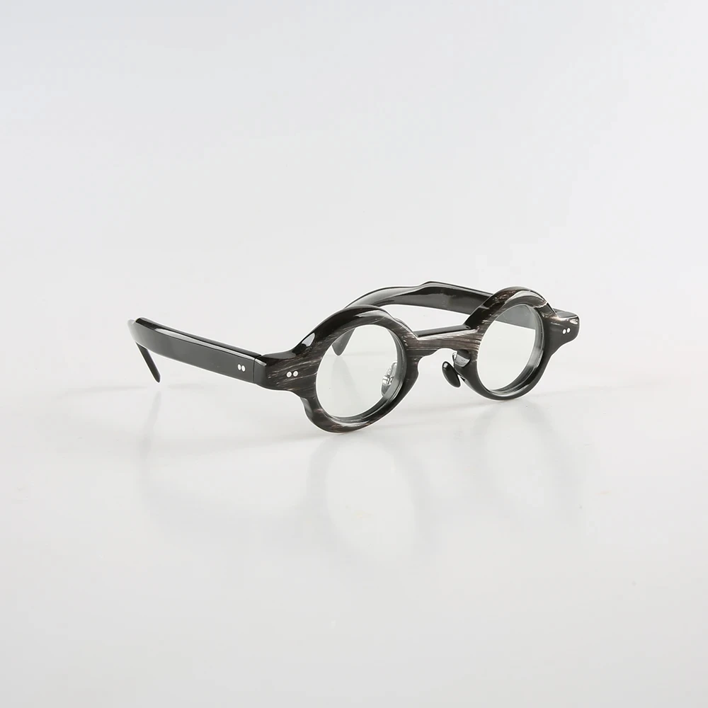 Eyeglass Frames Unique Vintage Lenses Eyeglasses Retro Round Stripes Handmade Buffalo Horn Prescription Man Glasses Frames
