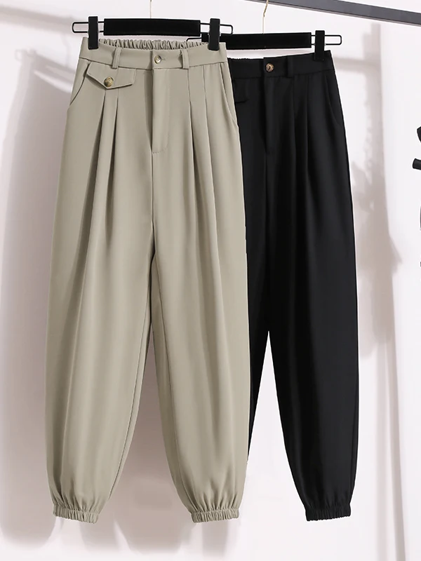 Bla ارتفاع الخصر فانوس السراويل النسائية عارضة السراويل الطويلة عمال Sle فضفاضة تناسب Faionable مريحة عالية الخصر السراويل