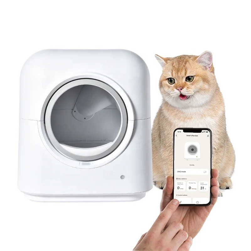 Protección de seguridad integrada para mascotas, Control eléctrico automático por aplicación, autolimpieza automática inteligente para gatos. Caja de inodoro