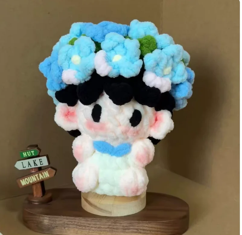 Gummy bear-shaped handmade knitted wool dolls, crocheted with ice yarn, a handcrafted gift.