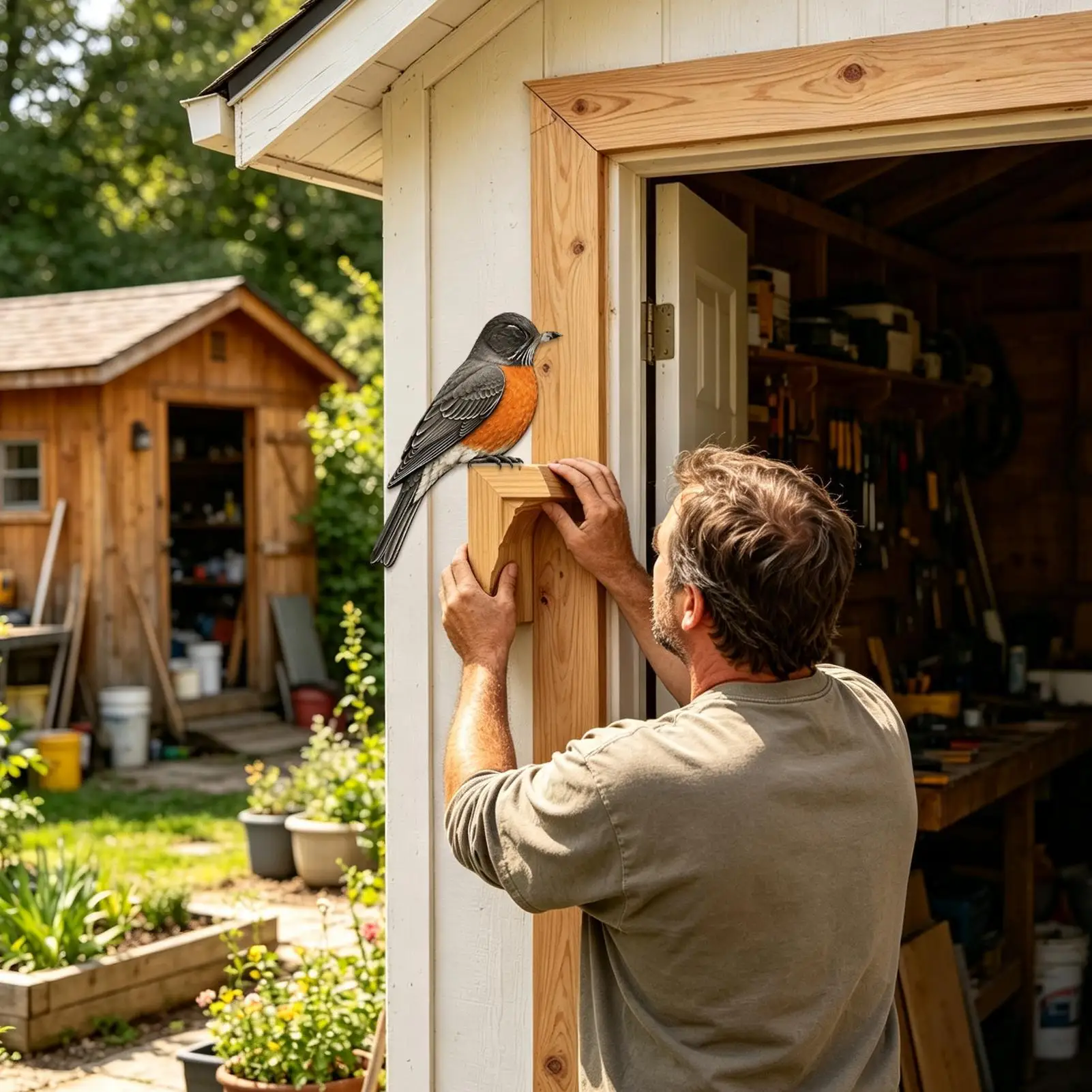 Door Corner Decor Farmhouse Rustic Realistic Lightweight Chickadee Bird Door Corner Statue Sign For Doorway Entryway Hallway