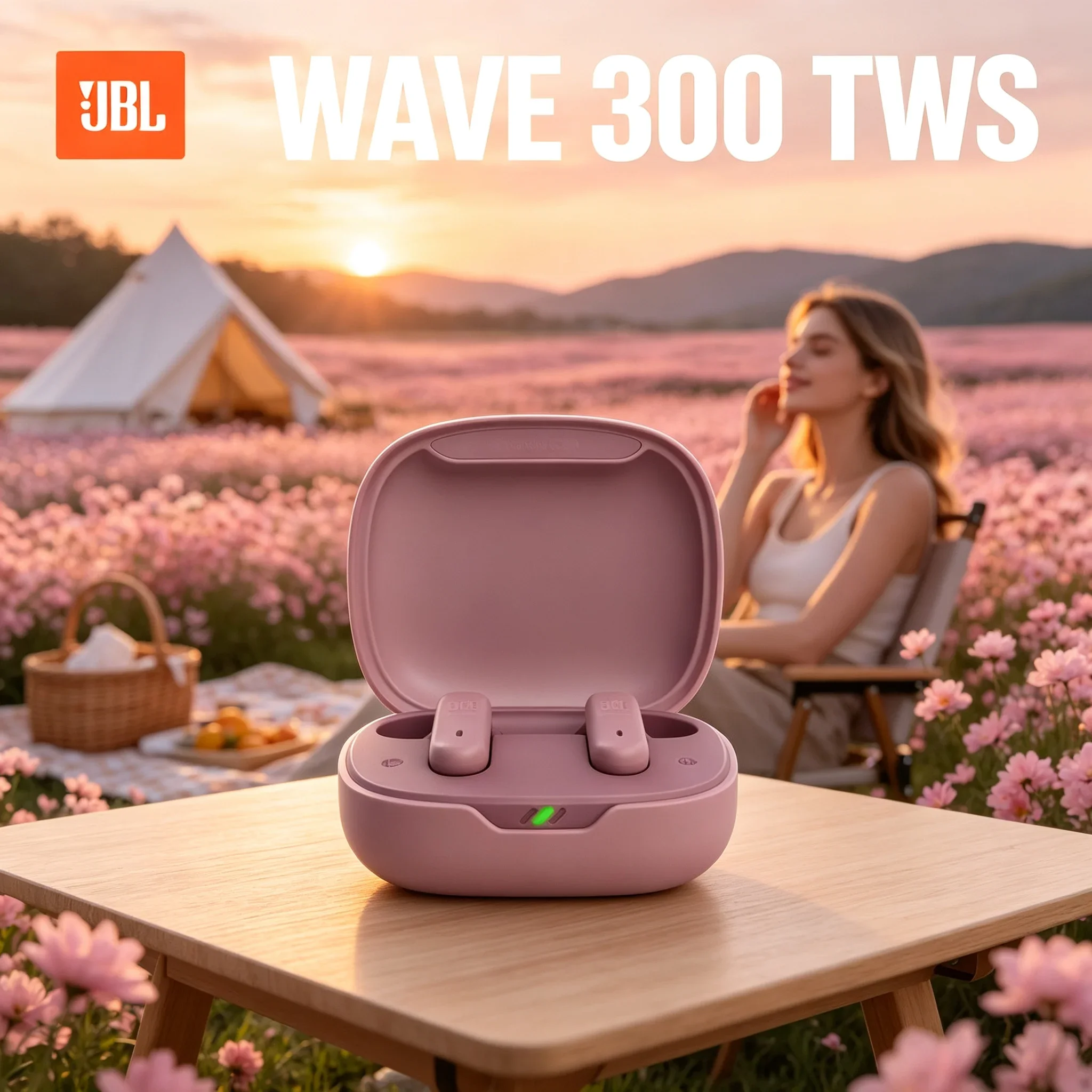 JBL Wave300 TWS Bluetooth Earphones with Ergonomic Half In Ear Design for Stable Wearing and Running Fitness Earphones