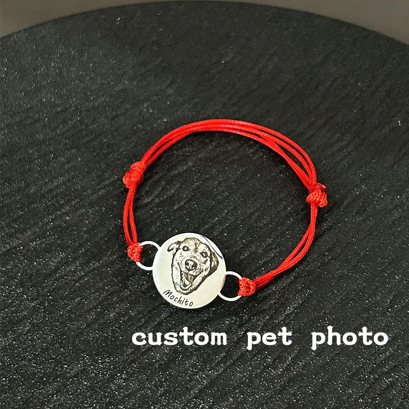 

Custom Pet Portrait Bracelet For Women Personalized Dog Photo Stainless Steel Adjustable Pet Owner Lover Bracelet Jewelry Gifts
