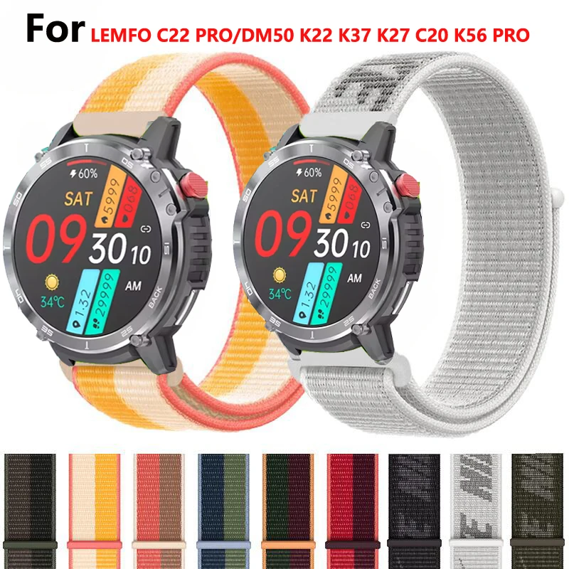 Сменный Нейлоновый Спортивный Браслет Для LEMFO C22 Pro K22 K37 K27 C20 K56 PRO LEM56 DM50 Унисекс 20 Мм 22 Мм Ремешок Для Ум...