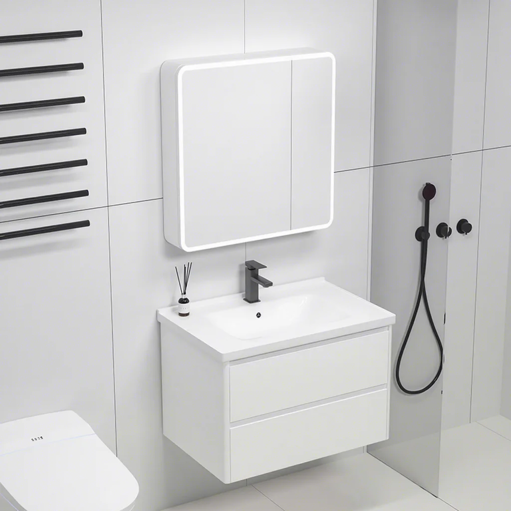 

%￥Modern 23-INCH LED Smart Mirror Vanity New Design Aluminum Wall Hanging Bathroom Cabinet Ceramic Basin Modern Vanities