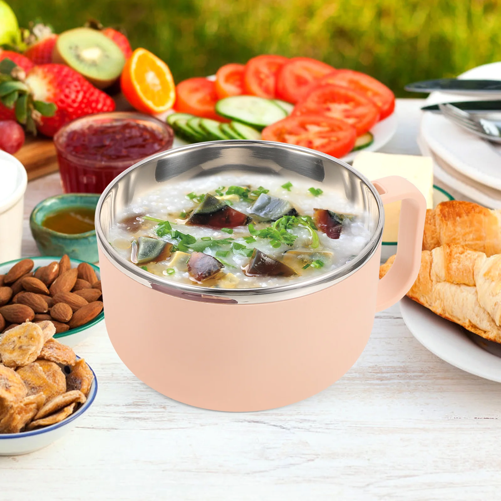 

Insulated Food Container Stainless Steel Soup Bowl Microwave Safe Ramen Noodle Bowl With Lid For Daily Use