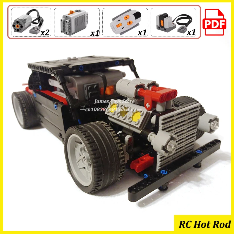 

MOCBUILDING Blocks RC Hot Rod Bricks MOC Construction Technology Remote Control Car Vehicle Boys Gift