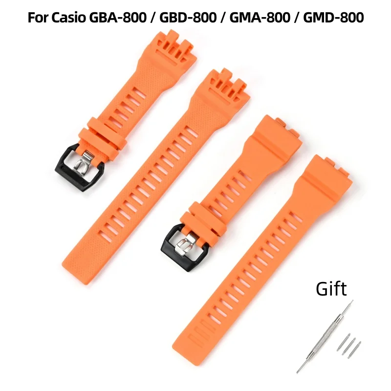 Soft Resin Watch Strap For Casio GBA-800 GBD-800 GMA-800 GMD-800 Series Dedicated Notch Waterproof Sports Watch Band