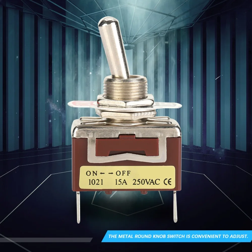 5PCS 6.3 Quick Pins Mini Toggle Switch 15A 250V 1021 2 Pin 2 Position ON-OFF Self-locking Easy Hand Control Toggle Switch Valve