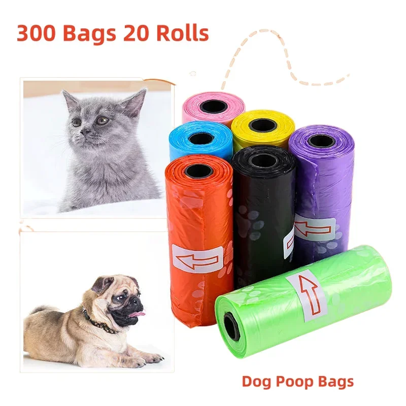 

300 Bags 20 Rolls Dog Poop Bags Rolls,Leakproof Strong Sturdy Poop Bags for Dogs Doggie Cat Pets,Large Dog Waste Trash Bag