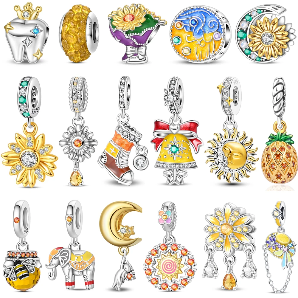 

925 Sterling Silver Sparkling Blue Starfish Beads & Seahorse Dangle Charm Fit Snake Bracelet Boutique Necklace Gold Pendant Gift