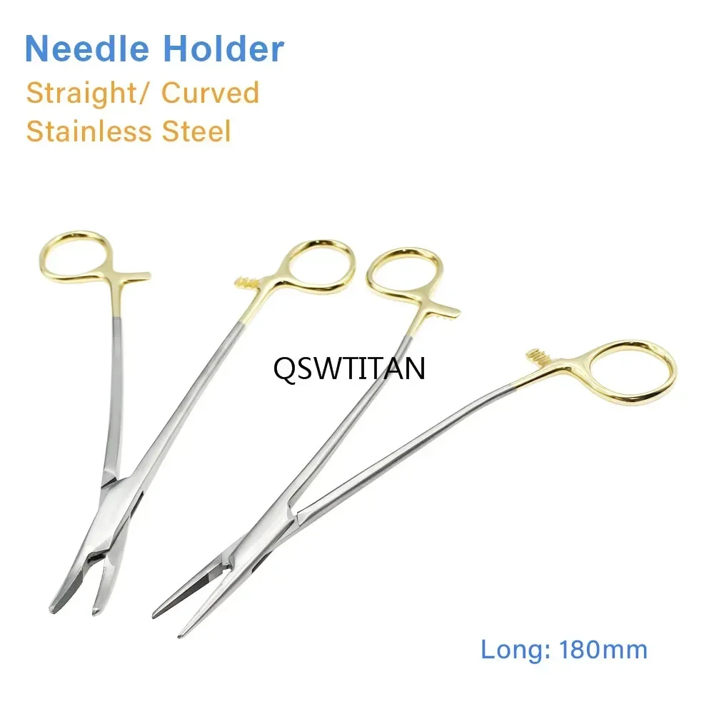 Dental Needle Holder Pliers 18cm Medical Dentistry Surgical Instruments Orthodontic Forcep Stainless Steel Gold Plated Handle