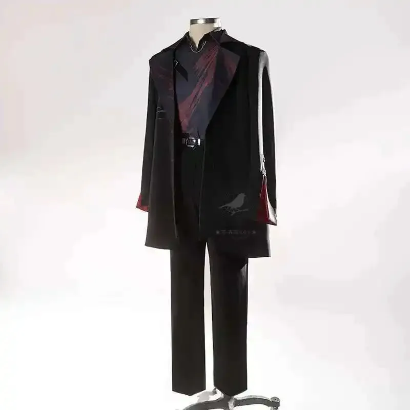 لعبة الحب والمساحة العميقة سيلوس لا هوادة له الفاتح تأثيري حلي الرجال شعر مستعار قرمزي الحجاب موحدة البدلة Onychinus حفلة الهالوين