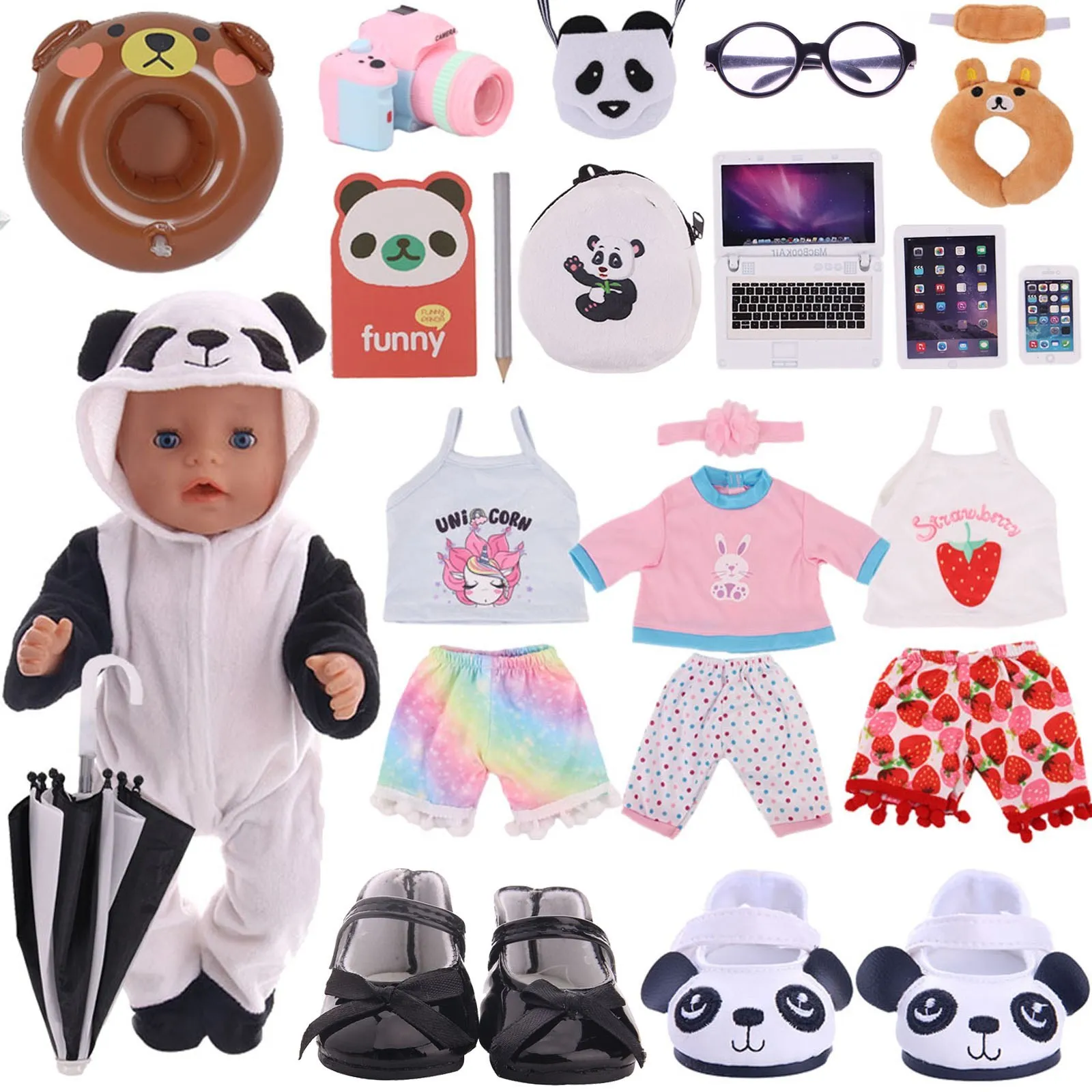 Vestiti per bambole scarpe unicorno Panda Elsa Dress per 18 pollici American of Girl\' & 43CM Baby New Born Doll per & 38cm Nenuco Ropa Y Toy