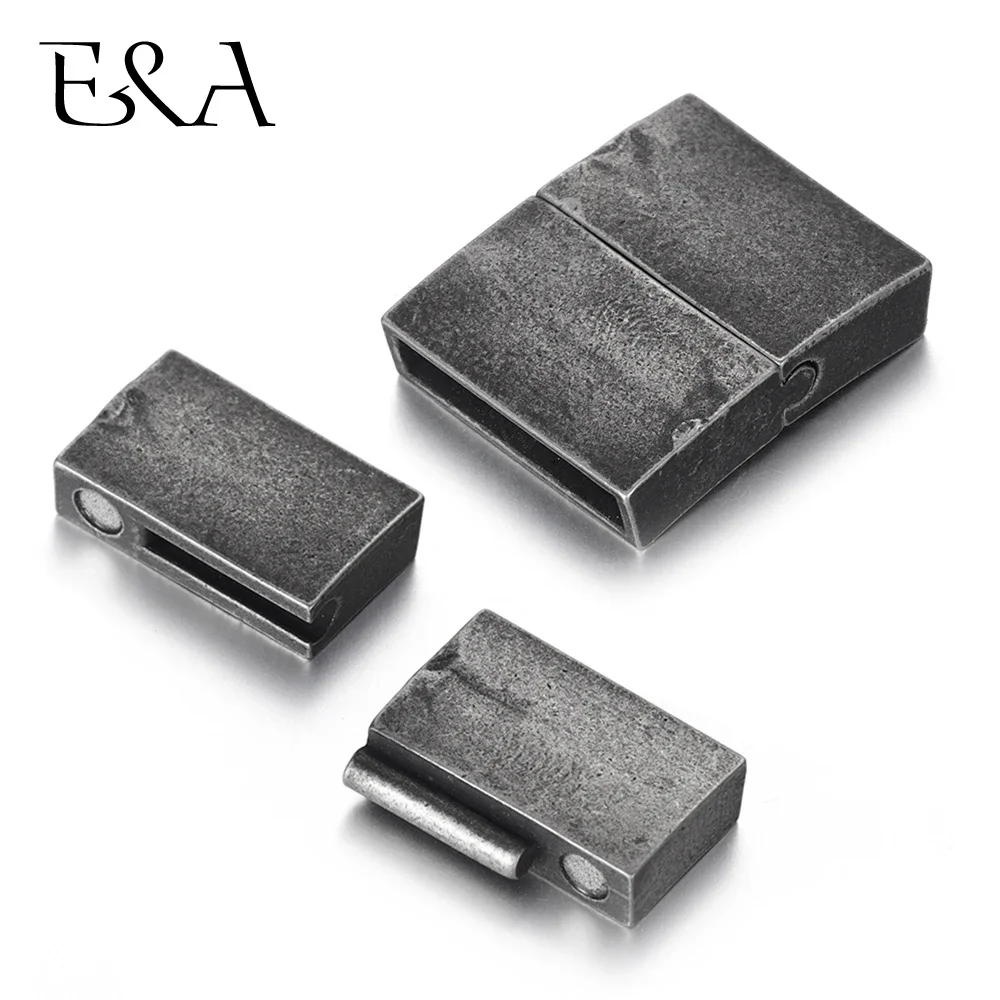 Stainless Steel Magnetic Clasp 15*3mm Hole Leather Cord Clasps Bracelet Magnet Buckle DIY Jewelry Making Parts Supply