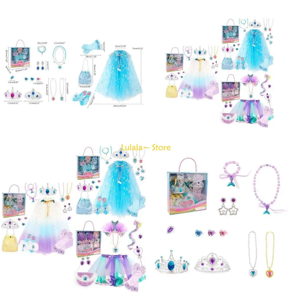 

Y4QA Платье принцессы Бутик игрушек и ювелирных изделий Набор костюмов принцессы Аксессуары