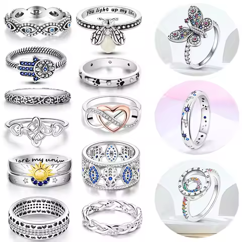 Hot Sale 925 Silver Ring Women Luxury Stackable Flower Firefly Fine Jewelry Rings For Engagement Weddling Party