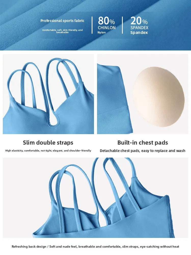 Women's Sports Bra Fitn Vest Breathable Thin Strap Anti o Profional Yoga Tank Top Nylon Spandex ort Sve Summer