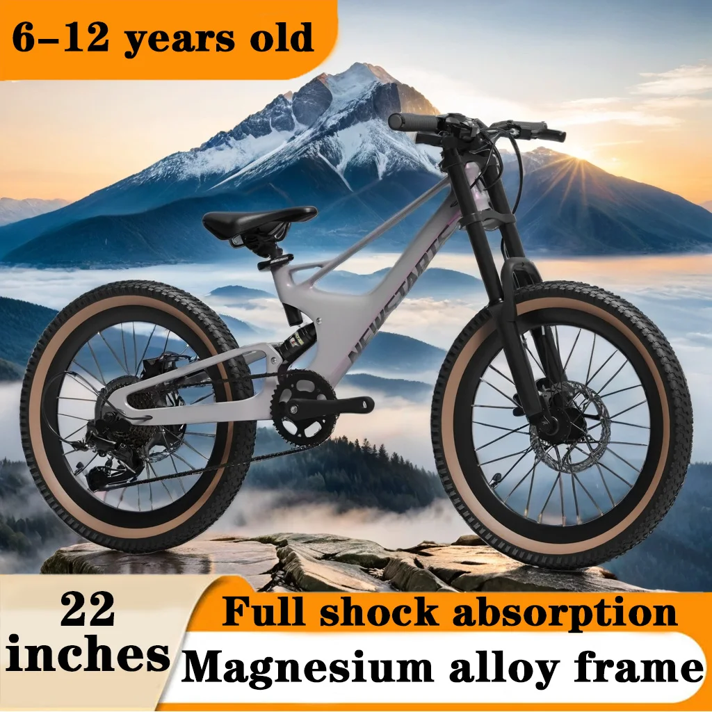 

22 inch soft tail children's mountain bike 7 speed MTB disc brake Cross Country Bicycle Full Suspension children's bicicletas