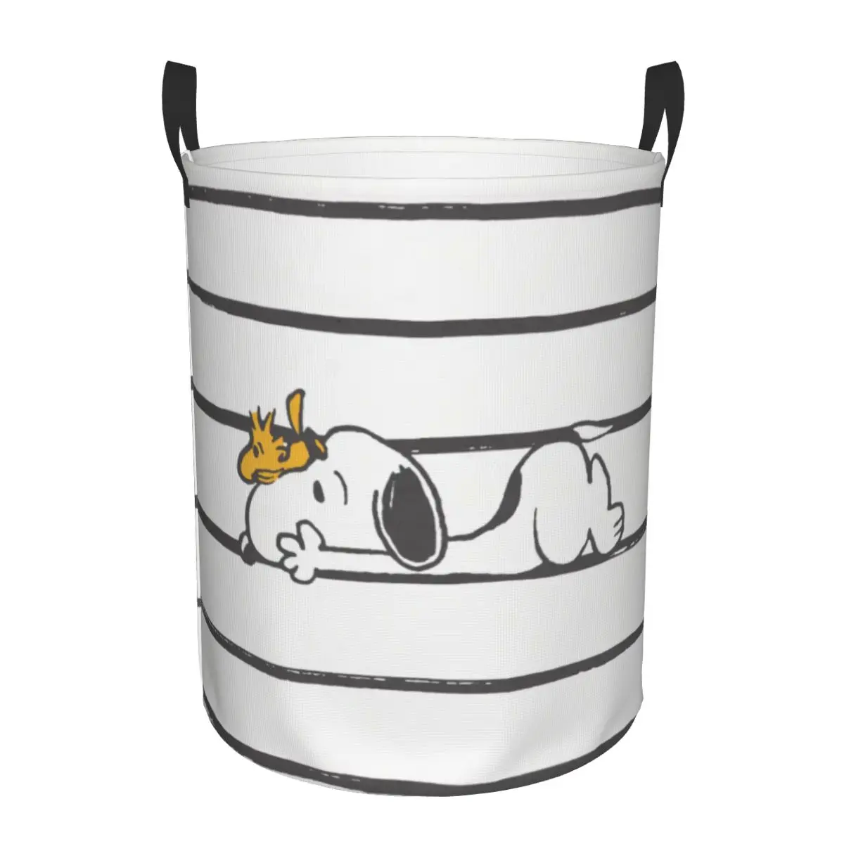 Customized Snoopy & Woodstock Smile Giggle Laugh Laundry Basket Comic Dog Clothes Toy Hamper Storage Bin for Kids Nursery