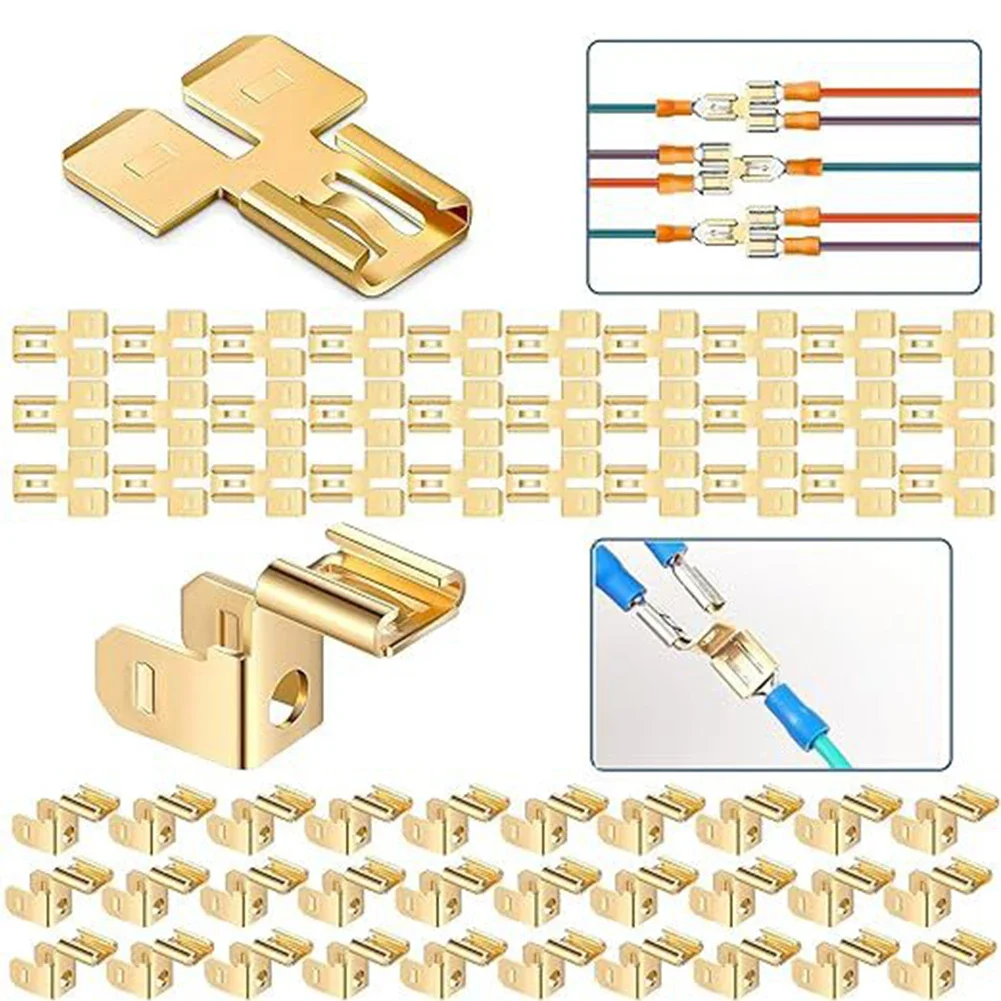 Electrical Double Male Female Adapter, Piggyback Spade Connectors Piggy Back Terminals Double Piggyback Spade Connector Yellow