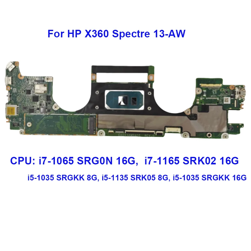 

L71989-001 Motherboard For HP Spectre X360 13-AW 13T-AW Laptop with CPU Processor SRGKK i7 1065 1165 8GB 16G RAM PC Mainboard