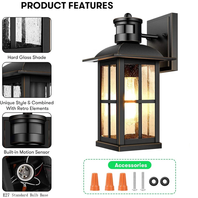 Human Body Sensing Wall Light American European Villa Garden Garden Corridor Corridor Light Terrace Balcony Waterproof Wall Lamp