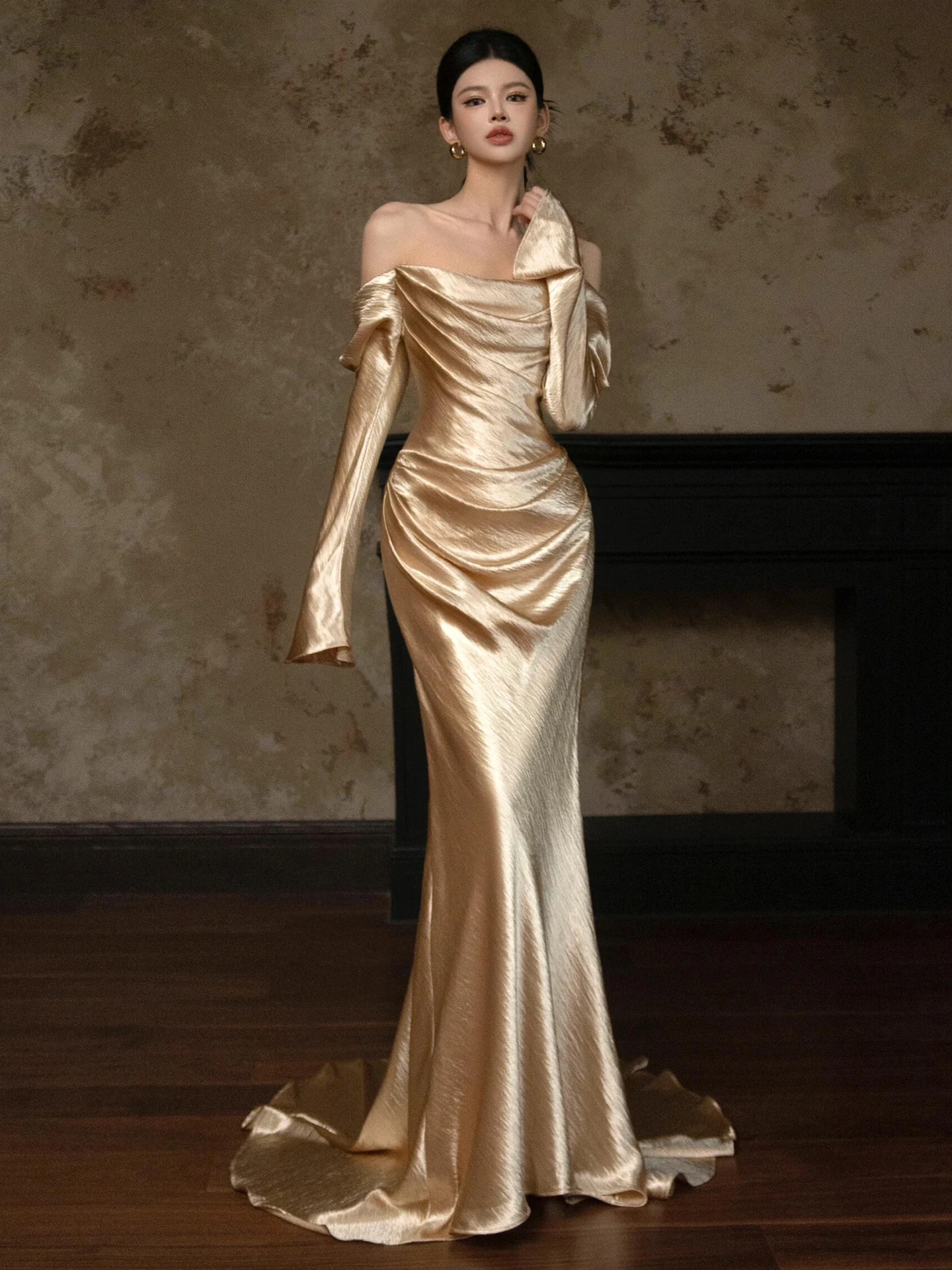 

Роскошное вечернее платье Ele One-shoulder для свадьбы и помолвки, сшитое на заказ, с длинной юбкой, для банкетов и торжеств