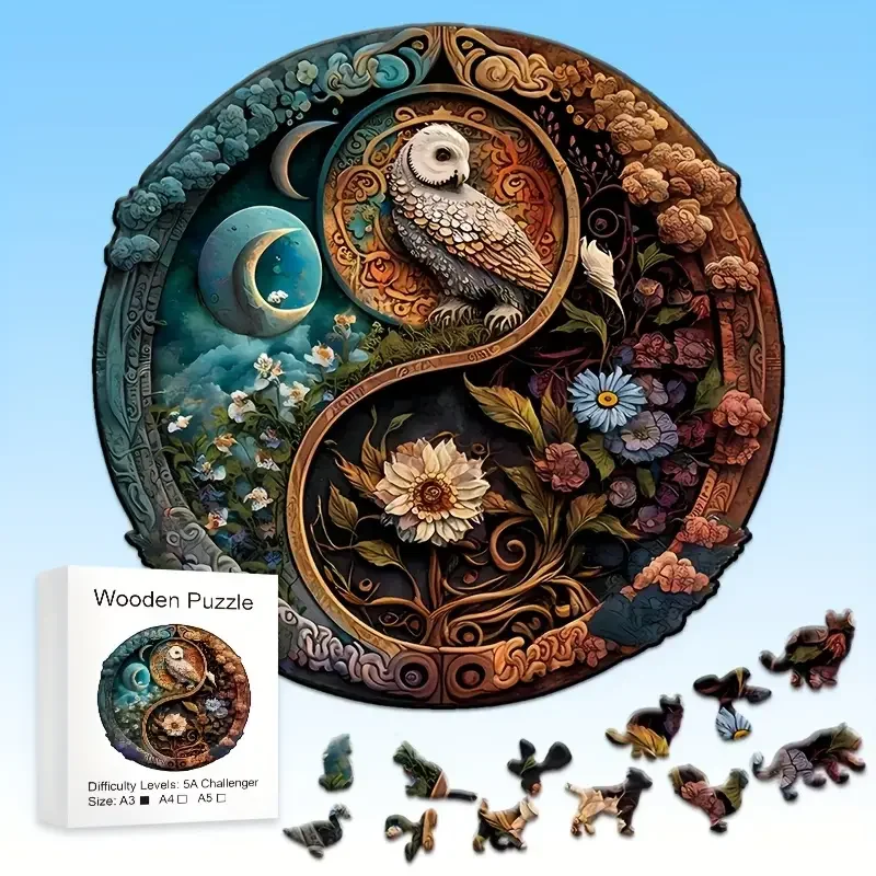 Yin-Yang Puzzle in legno per adulti bambini, giocattoli Puzzle a forma di animale irregolari unici, giochi di famiglia regalo di natale