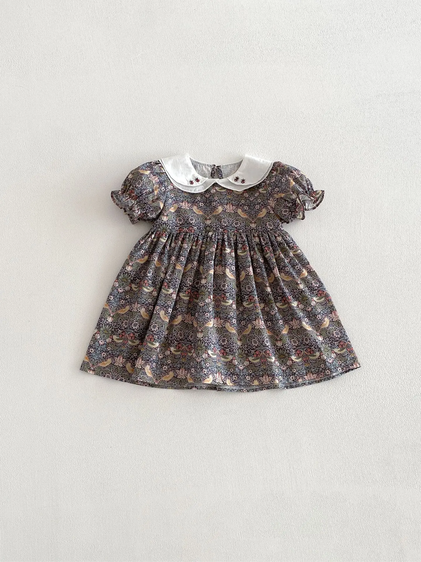 MILANCEL 9M-4T Sommer-Kinderkleid, süßes Blumenmädchen-Prinzessinnenkleid im pastoralen Stil, lockere Babykleidung, Kleinkind-Baumwoll-Oberbekleidung