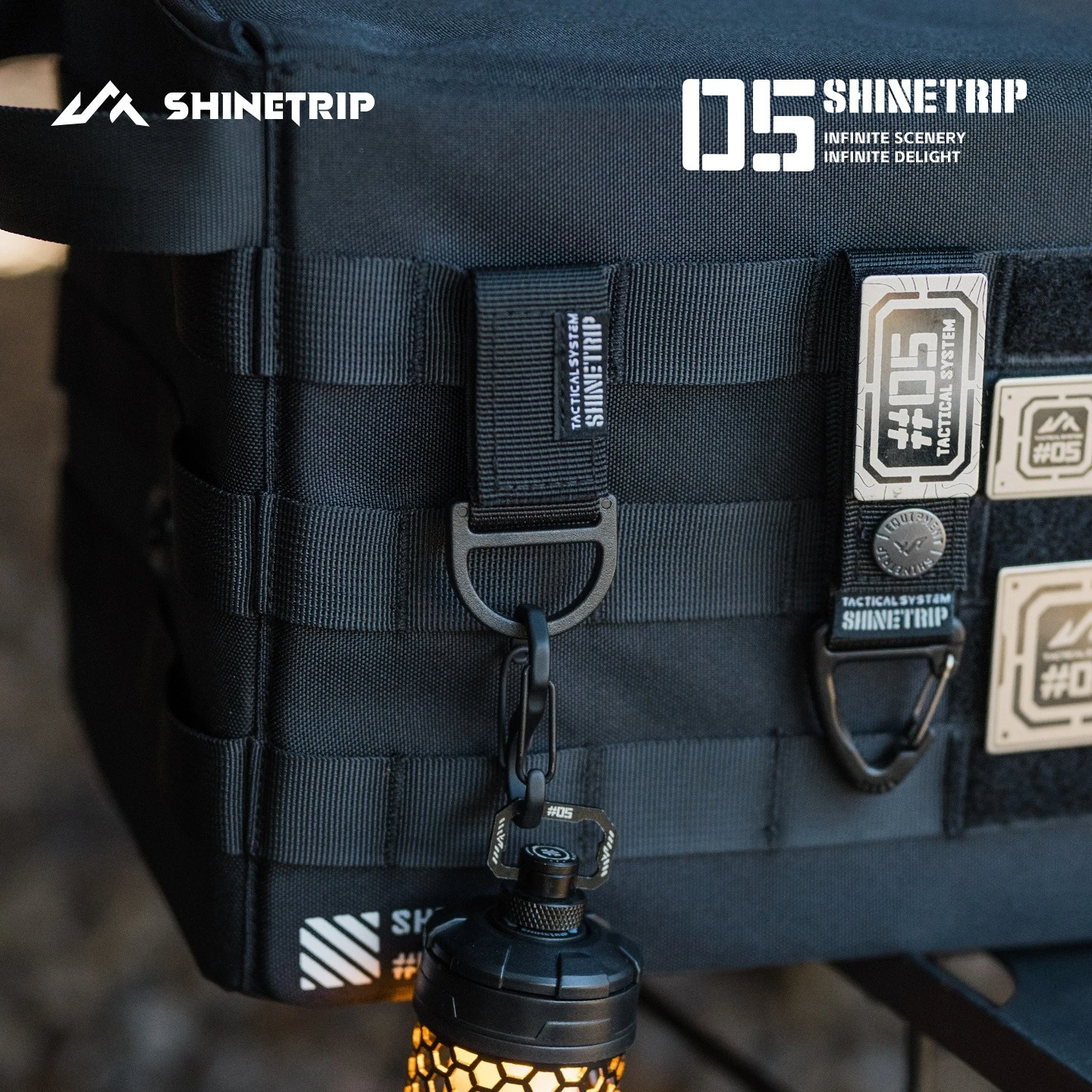 Fivela multifuncional ShineTrip com gancho, fivela triangular de montagem MOLLE, fivela com anel tipo D para atividades ao ar livre