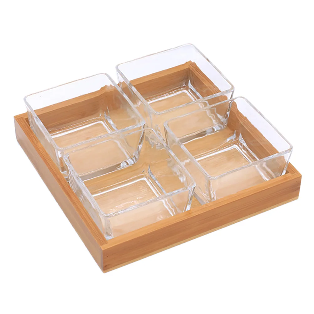 

Glass Dried Fruit Tray Serving Decorative Divided Platter Nuts Appetizer Snack Kitchen Barware Set Glass Plates Trays