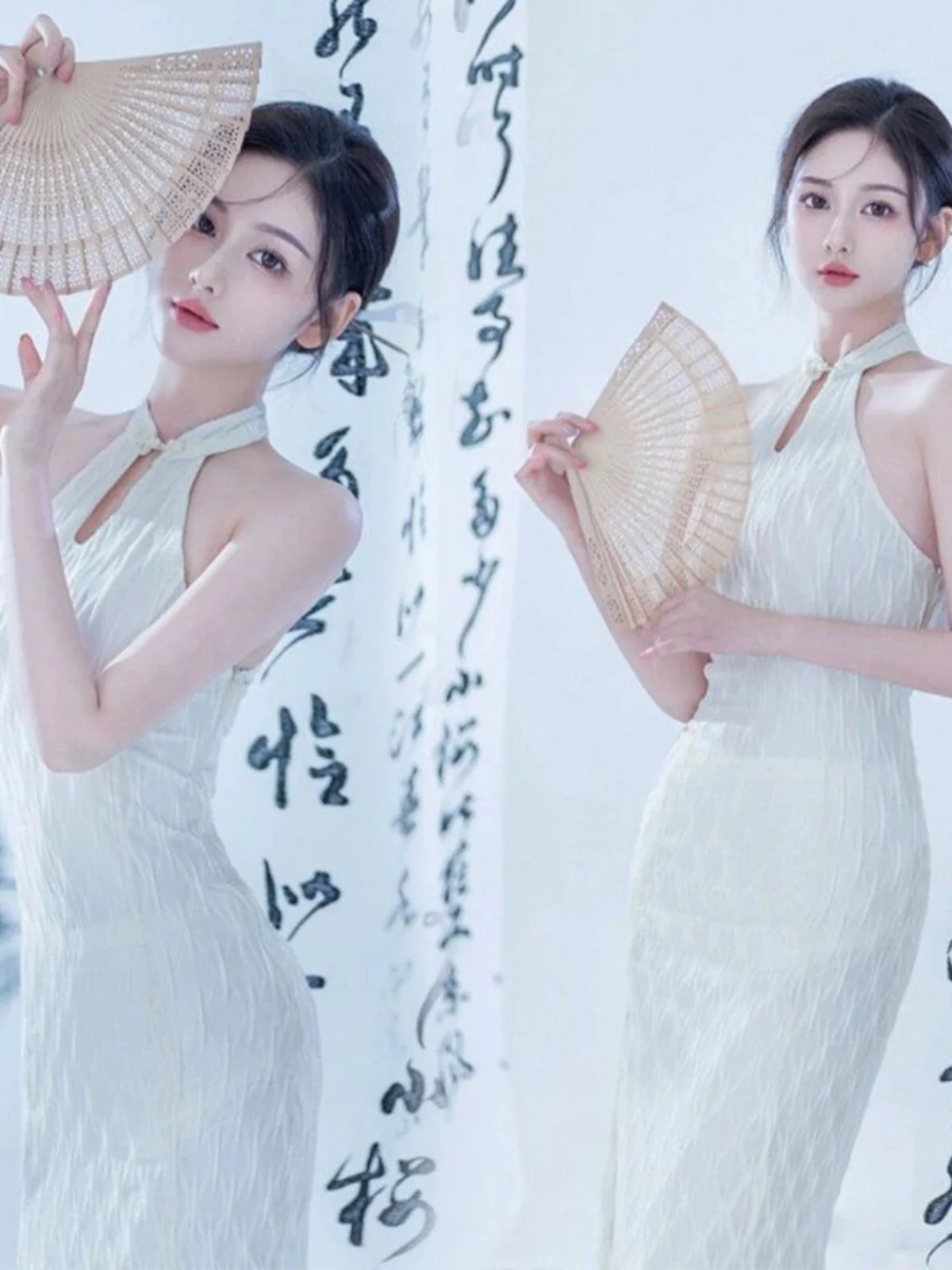 

Sexy White Reformed Photography Costume for Personal Art Photos Retro Chinese Style Studio Photography Clothes