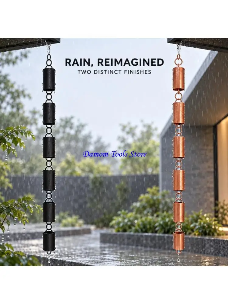 57BE Rain Chain for Gutter Outlets with Linked Round Connectors for Runoff