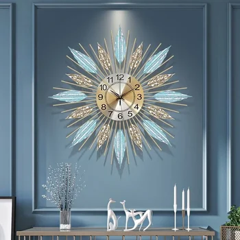 Large wall clock Modern Minimalist splicing design mute decoration for living room electronic clock free shipping Reloj De Pared