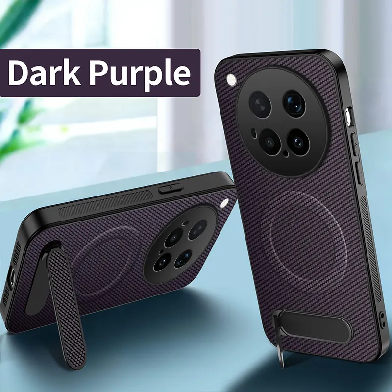 Coque rigide en cuir avec béquille et aimantation Magsafe en fibre de carbone pour VIVO X500 Pro Max, coque mate pour VIVO X 500 X500Pro Max