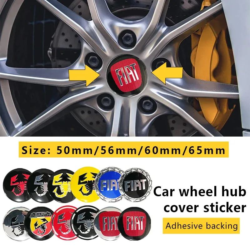

4pcs 56mm 50mm 3D logo car emblem Wheel Center Hub auto Rim refit dust-proof badge covers sticker styling accessories For FIAT