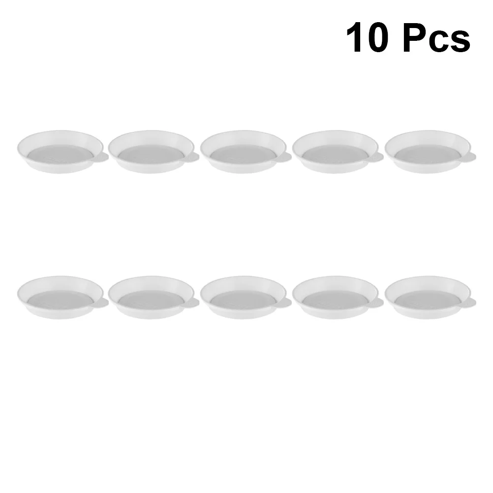 

10pcs Succulent Plant Pot Tray 8.2Cm White Plastic Drip Saucer For Bonsai Garden Deep Slot Sturdy Flowerpot Water Catcher Garden