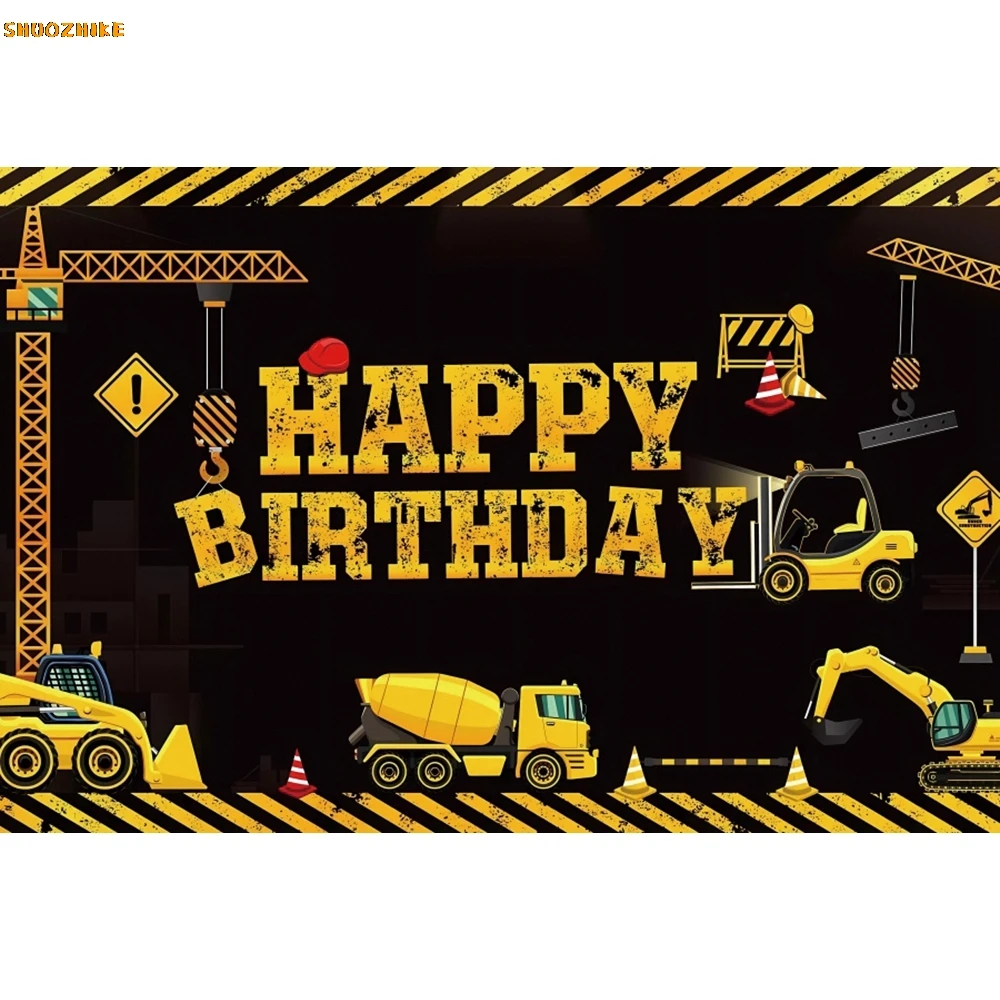 خلفية فريق البناء للتصوير الفوتوغرافي، شاحنة حفارة، سيارة المرور، صبي، حفلة عيد ميلاد الطفل، خلفية ديكور استوديو الصور #4
